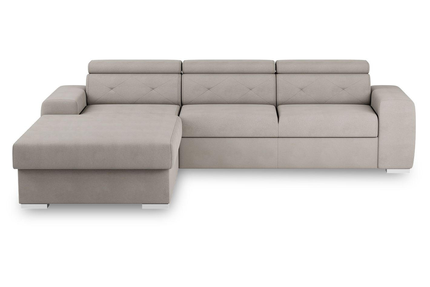 ECKSCHLAFSOFA Creme Velours  - Silberfarben/Creme, Design, Textil (195/296cm) - MID.YOU