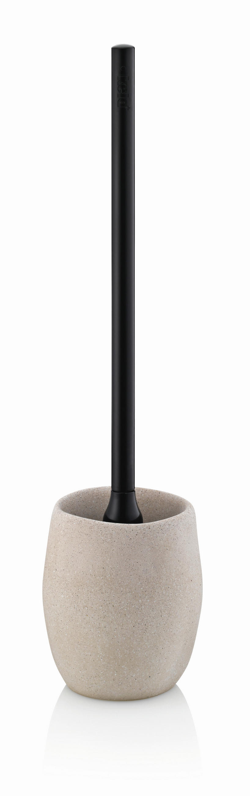 WC-GARNITURA S ŠČETKO - črna/bež, Basics, kamen/umetna masa (10/44cm) - Kela