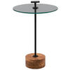 BEISTELLTISCH 40/40/46 cm Akazie massiv Schwarz, Akaziefarben rund  - Schwarz/Akaziefarben, Basics, Glas/Holz (40/40/46cm)