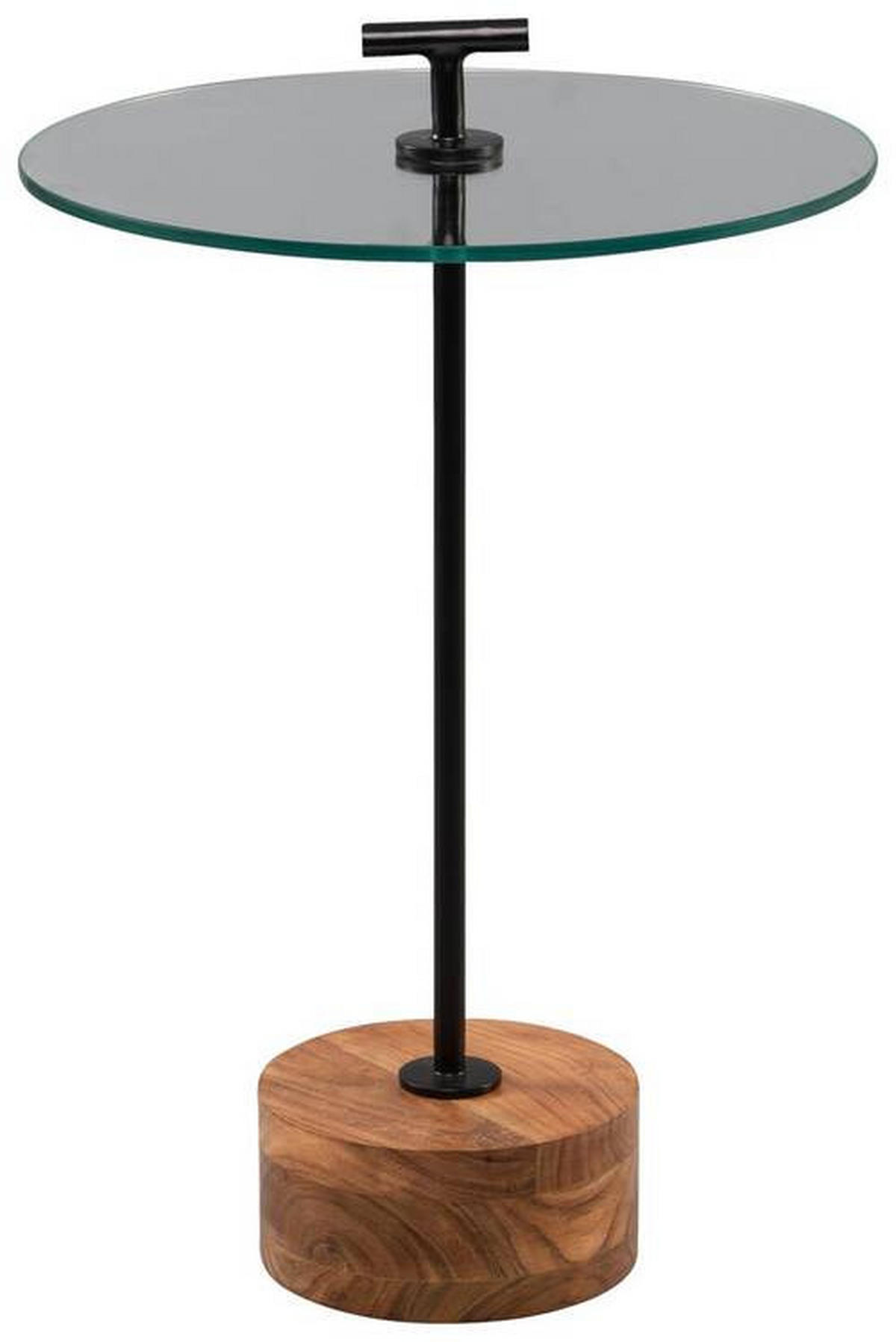 BEISTELLTISCH 40/40/46 cm Akazie massiv Schwarz, Akaziefarben rund  - Schwarz/Akaziefarben, Basics, Glas/Holz (40/40/46cm)