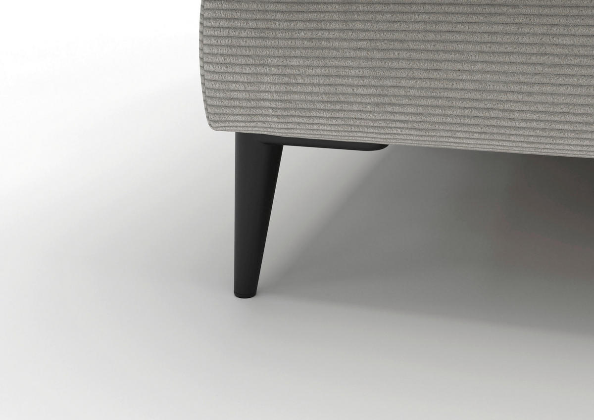 WOHNLANDSCHAFT Badia Base Weiß Feincord  - Schwarz/Weiß, Design, Textil/Metall (177/376/177cm) - Dieter Knoll