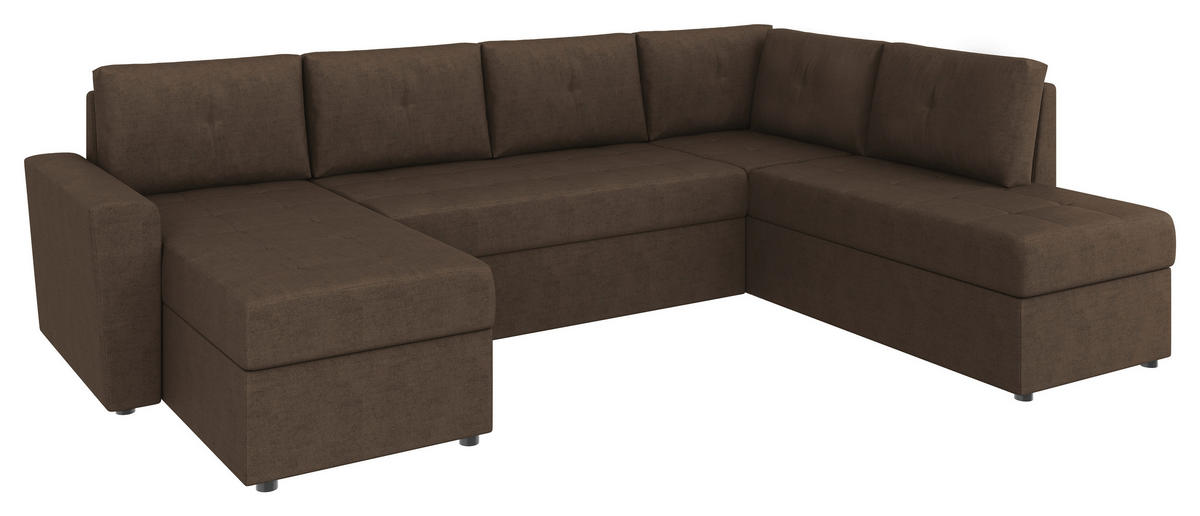 WOHNLANDSCHAFT TERMOLI Braun Jacquard  - Schwarz/Braun, Design, Kunststoff/Textil (155/297/212cm) - MID.YOU