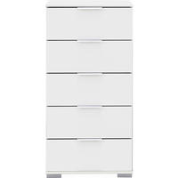 KOMMODE , 49/102/41 cm, 5 Schublade(n)  - Weiss/Alufarben, Design, Holzwerkstoff/Kunststoff (49/102/41cm) - Livetastic