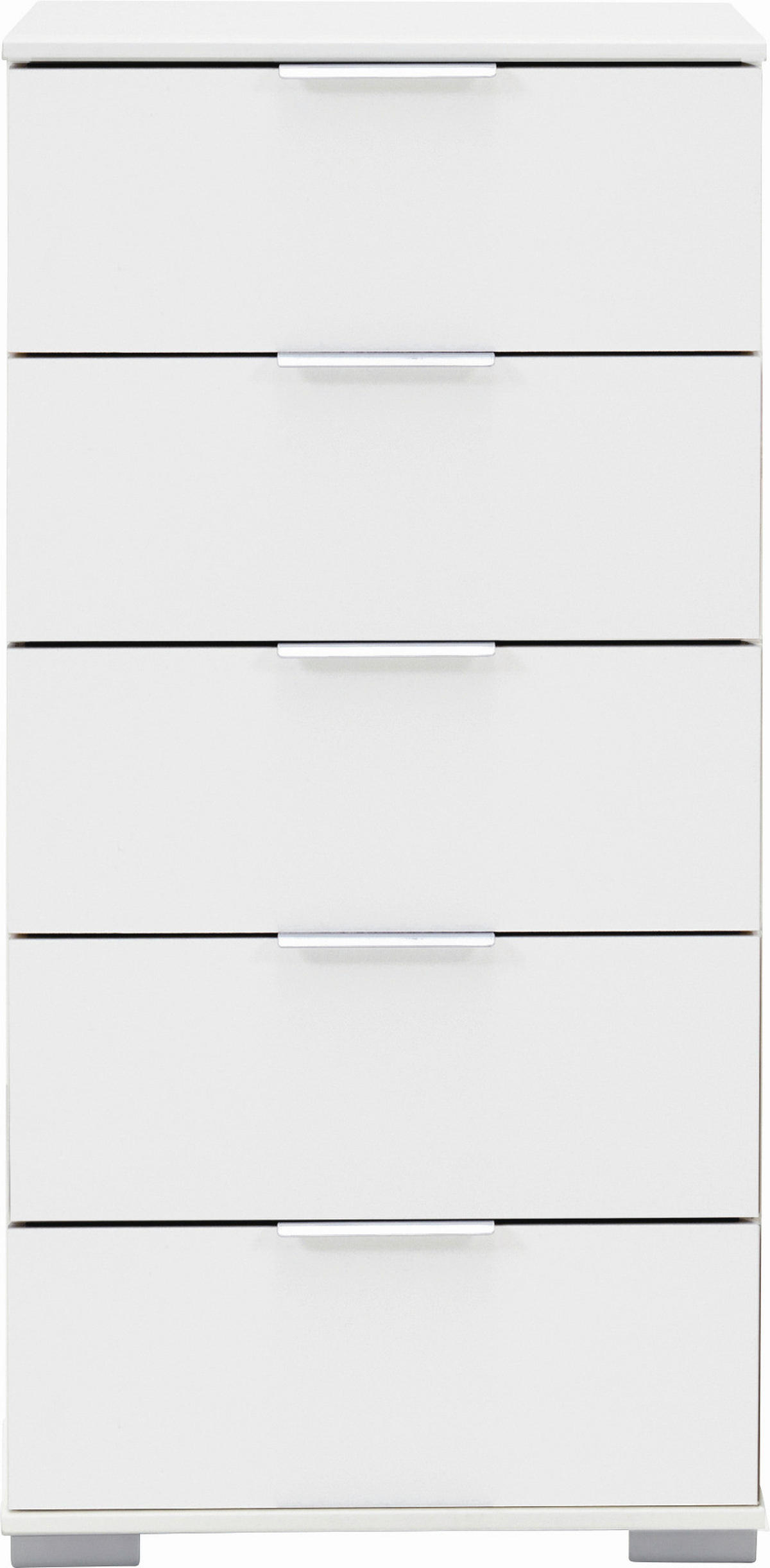 KOMMODE , 49/102/41 cm, 5 Schublade(n)  - Weiss/Alufarben, Design, Holzwerkstoff/Kunststoff (49/102/41cm) - Livetastic
