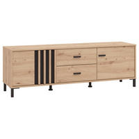 KOMODA POD TELEVIZI, černá, dub artisan, 157/52/40 cm - černá/dub artisan, Basics, kompozitní dřevo/plast (157/52/40cm) - Hom`in