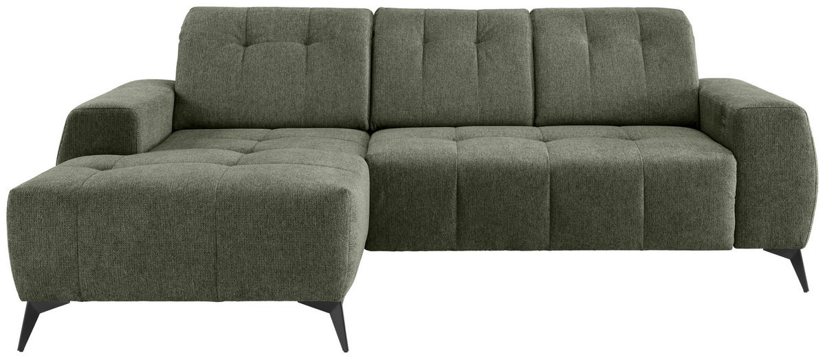 ECKSOFA Grün Chenille  - Schwarz/Grün, MODERN, Textil/Metall (180/258cm) - Livetastic