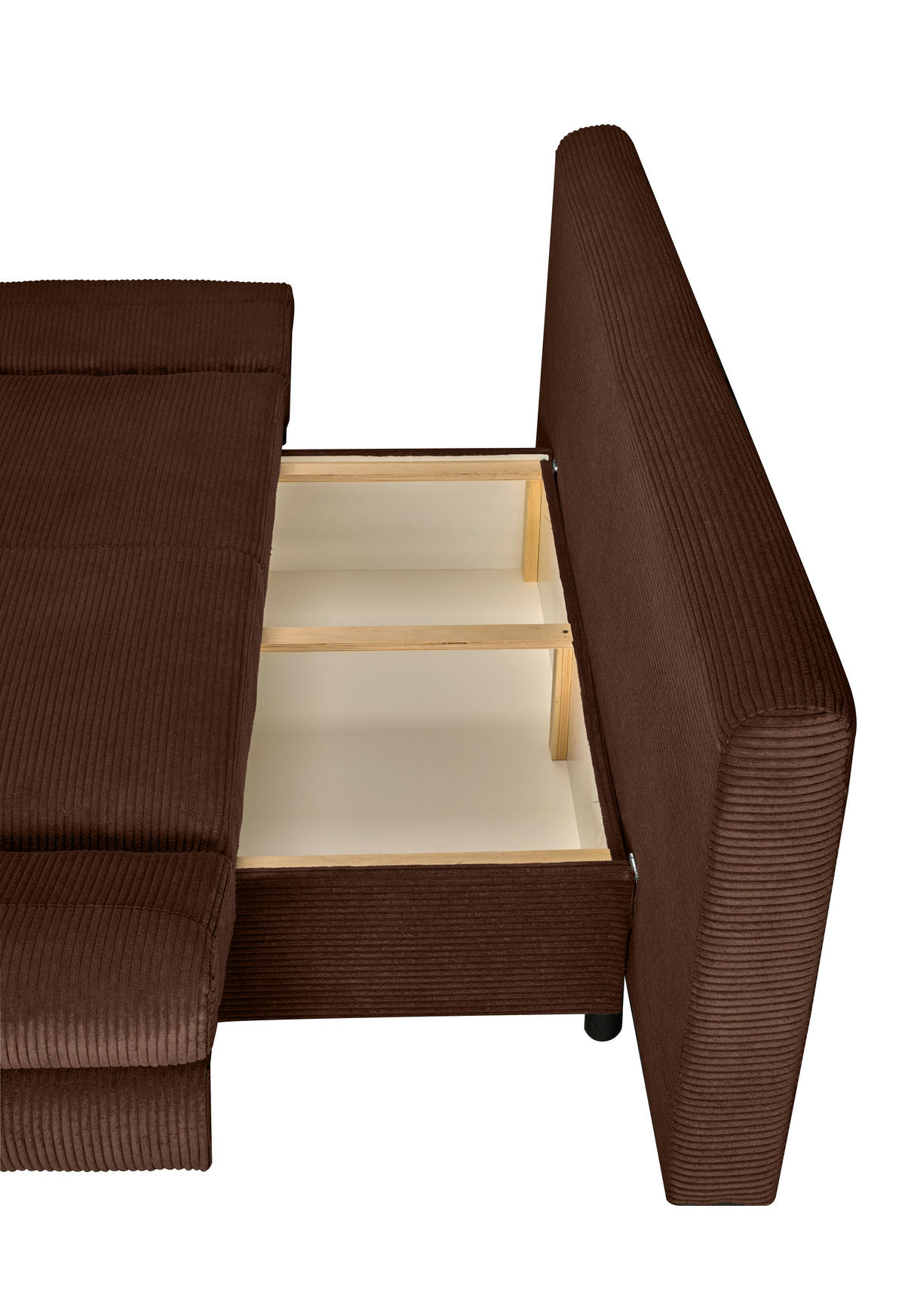 SCHLAFSOFA  mit Schlafen auf Sitzhöhe, haustierfreundlicher Bezug Cord Dunkelbraun  - Dunkelbraun/Buchefarben, KONVENTIONELL, Holz/Textil (200/75/85cm) - Carryhome