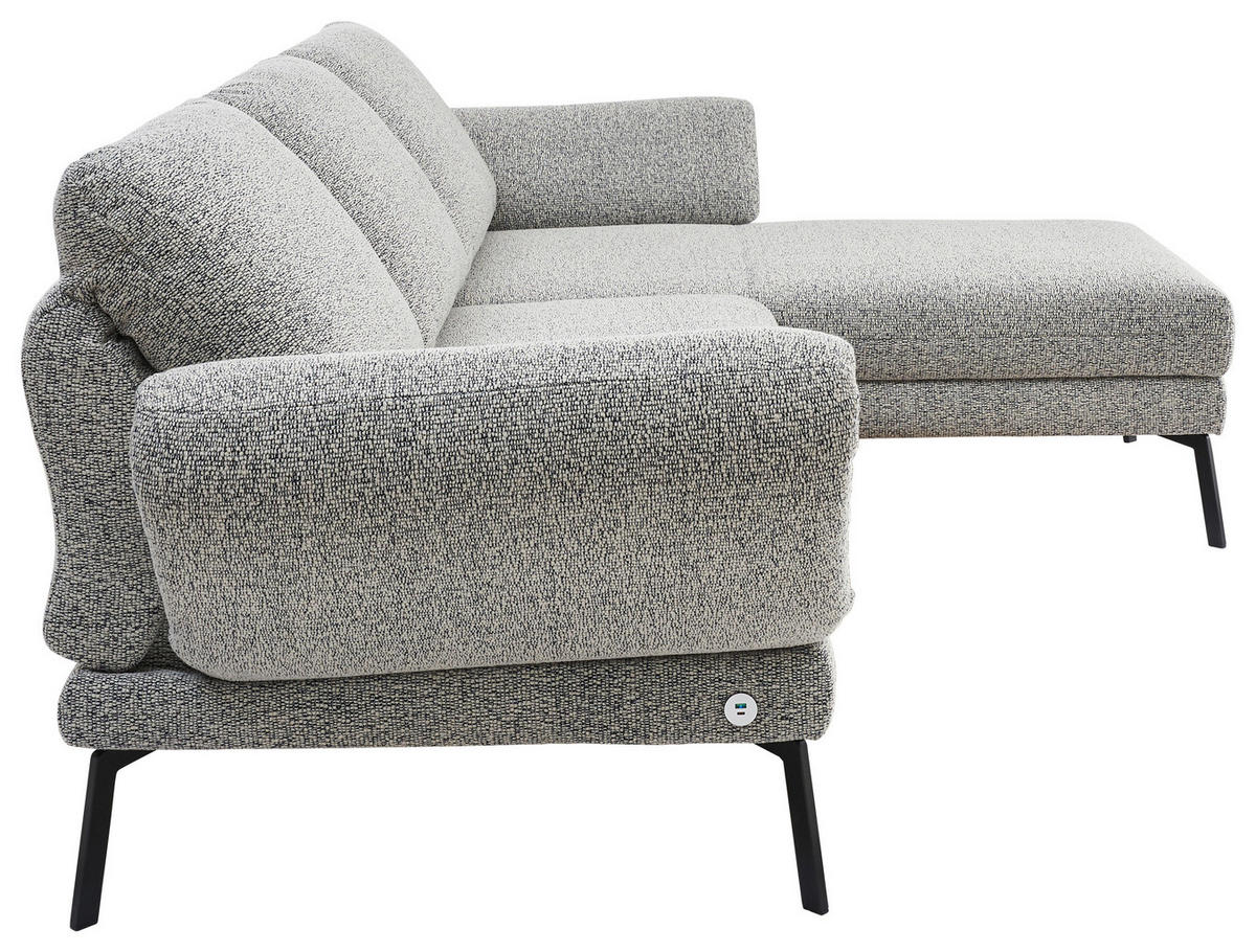ECKSOFA in Flachgewebe Blaugrau  175-224/255-365 cm  - Blaugrau/Schwarz, Design, Textil/Metall (175-224/255-365cm) - Dieter Knoll