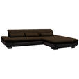 ECKSOFA in Mikrofaser Braun  - Schwarz/Braun, Design, Textil/Metall (341/204cm) - Xora