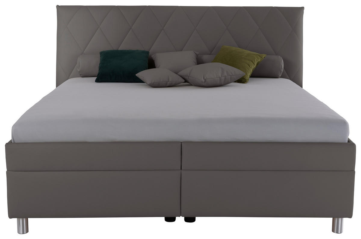 POLSTERBETT Matratze, gepolstertes Kopfteil, Lattenrost, Bettkasten 180/200 cm  in Grau  - Birkefarben/Silberfarben, KONVENTIONELL, Holz/Textil (180/200cm) - Esposa