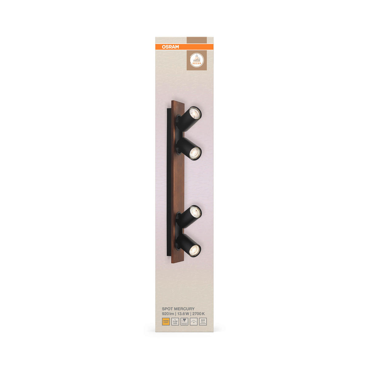 LED-STRAHLER 60/10/14,2 cm   - Schwarz/Naturfarben, Basics, Holz/Metall (60/10/14,2cm) - Osram