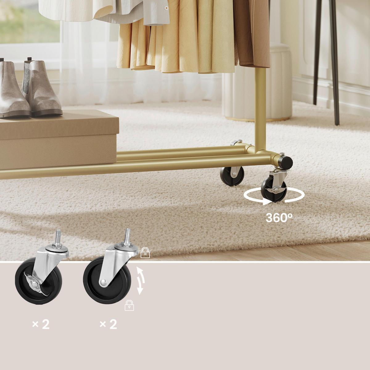 KLEIDERSTÄNDER in Goldfarben 92-132/161,5/45 cm   - Goldfarben, Trend, Kunststoff/Metall (92-132/161,5/45cm) - Boxxx