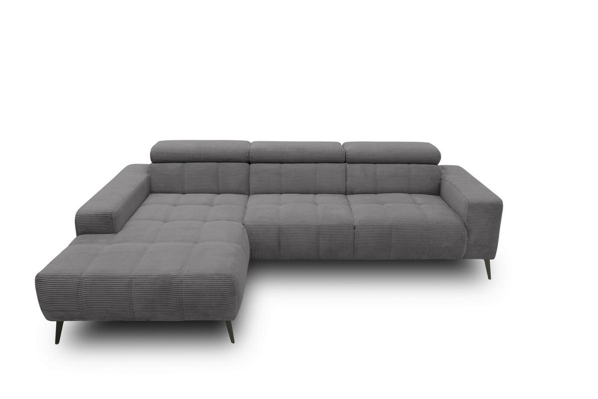 ECKSOFA TRENTO Grau Mikrofaser  - Dunkelgrau/Schwarz, MODERN, Textil/Metall (287/175cm) - MID.YOU