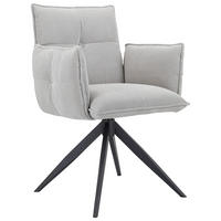 ARMLEHNSTUHL  in Eisen Cord  - Hellgrau/Schwarz, Design, Textil/Metall (63,5/85/63,5cm) - Novel