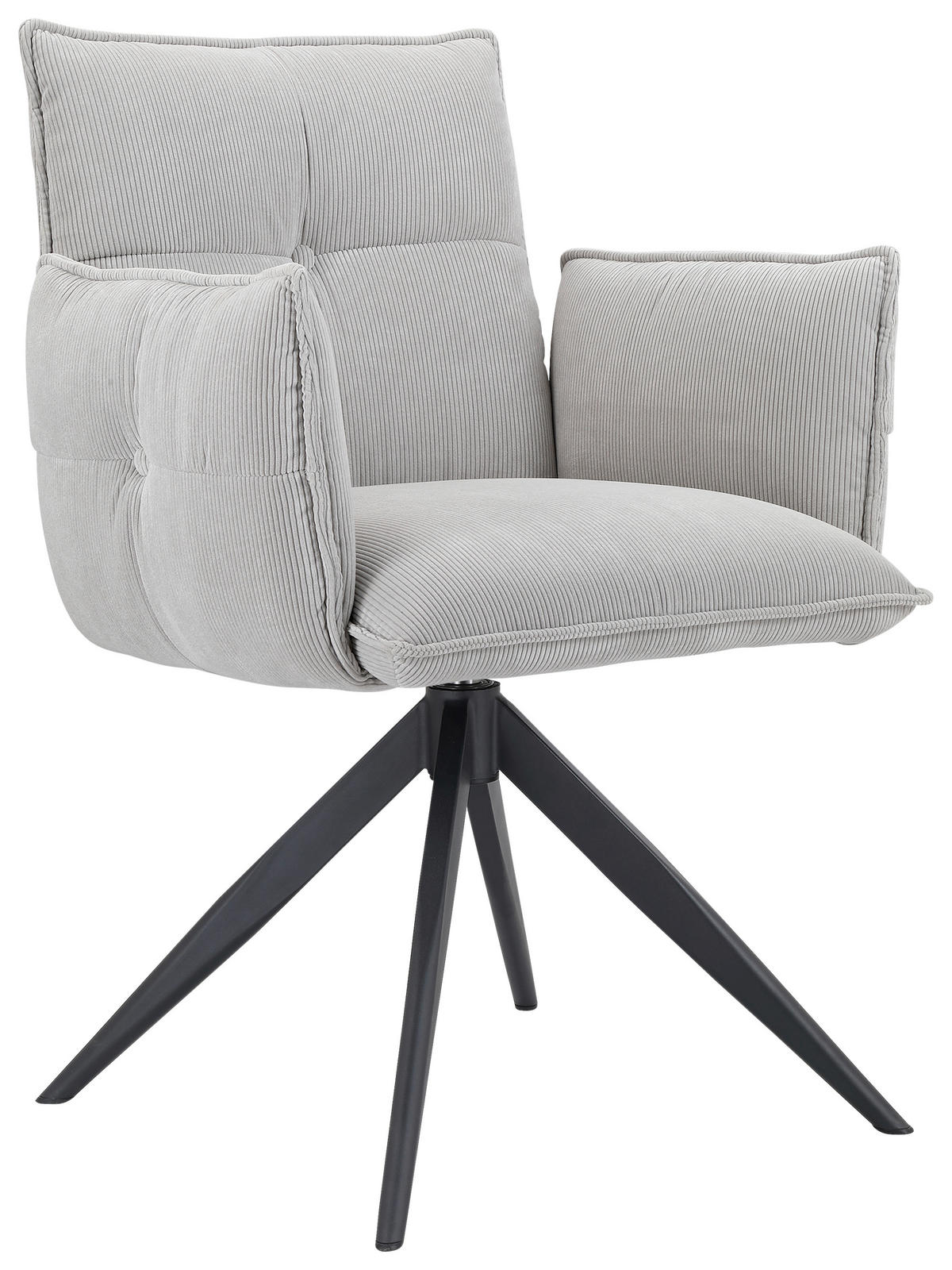 ARMLEHNSTUHL  in Eisen Cord  - Hellgrau/Schwarz, Design, Textil/Metall (63,5/85/63,5cm) - Novel