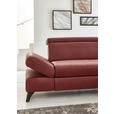 ECKSOFA in Echtleder Rot  - Rot/Alufarben, Design, Leder/Metall (316/184cm) - Cantus