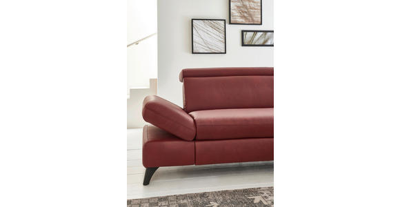 ECKSOFA in Echtleder Rot  - Rot/Alufarben, Design, Leder/Metall (316/184cm) - Cantus