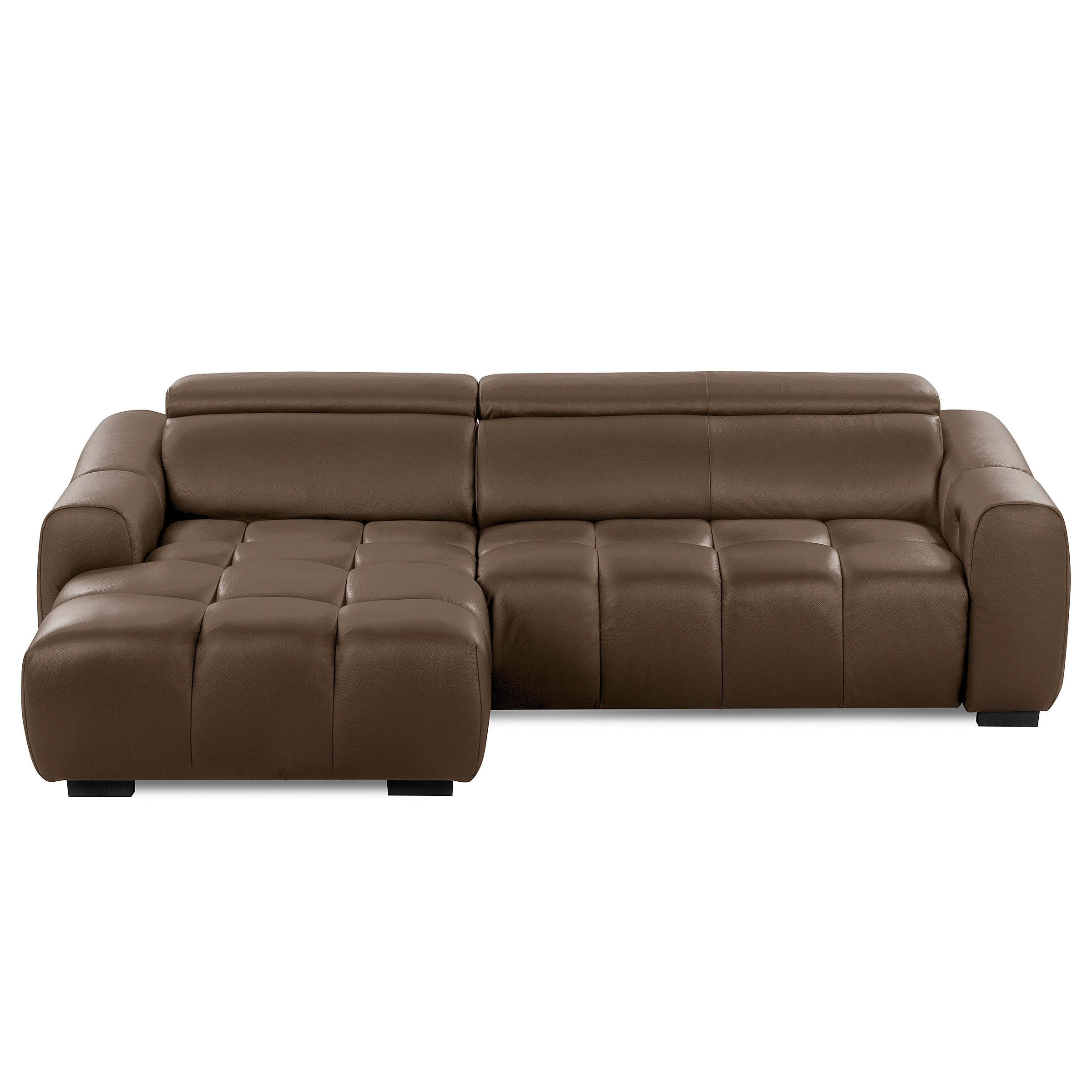 ECKSOFA AVEIRO Braun Echtleder Bettkasten, Kopfteilverstellung, Sitzvorzug  - Schwarz/Braun, Design, Leder/Kunststoff (177/274cm) - Livetastic