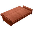 SCHLAFSOFA  mit Liegefunktion, Rücken echt Chenille Terracotta  - Terracotta/Schwarz, KONVENTIONELL, Textil/Metall (223/89/107cm) - Carryhome