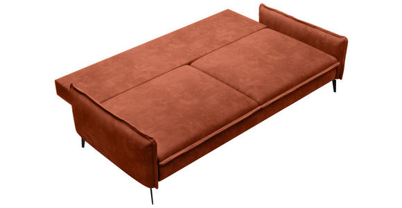 SCHLAFSOFA  mit Liegefunktion, Rücken echt Chenille Terracotta  - Terracotta/Schwarz, KONVENTIONELL, Textil/Metall (223/89/107cm) - Carryhome