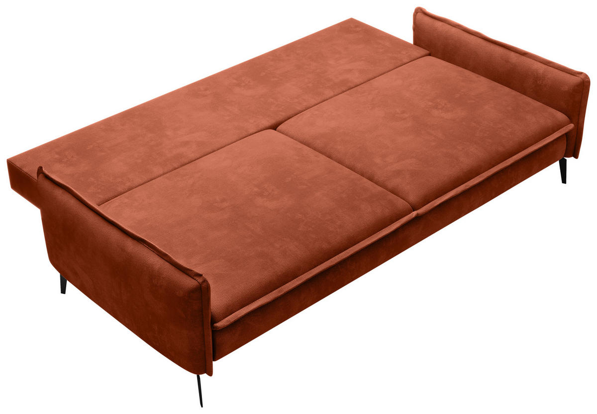 SCHLAFSOFA Chenille Terracotta  - Terracotta/Schwarz, KONVENTIONELL, Textil/Metall (223/89/107cm) - Carryhome