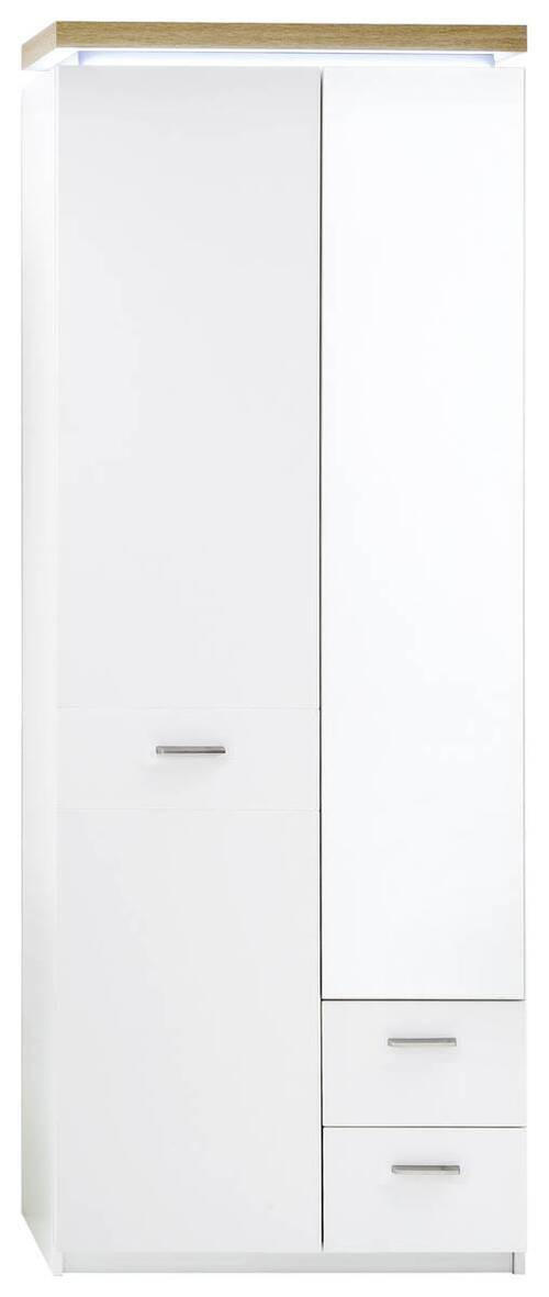 GARDEROBENSCHRANK in 75/201/38 cm - Eichefarben/Weiß, Natur, Glas/Holzwerkstoff (75/201/38cm)