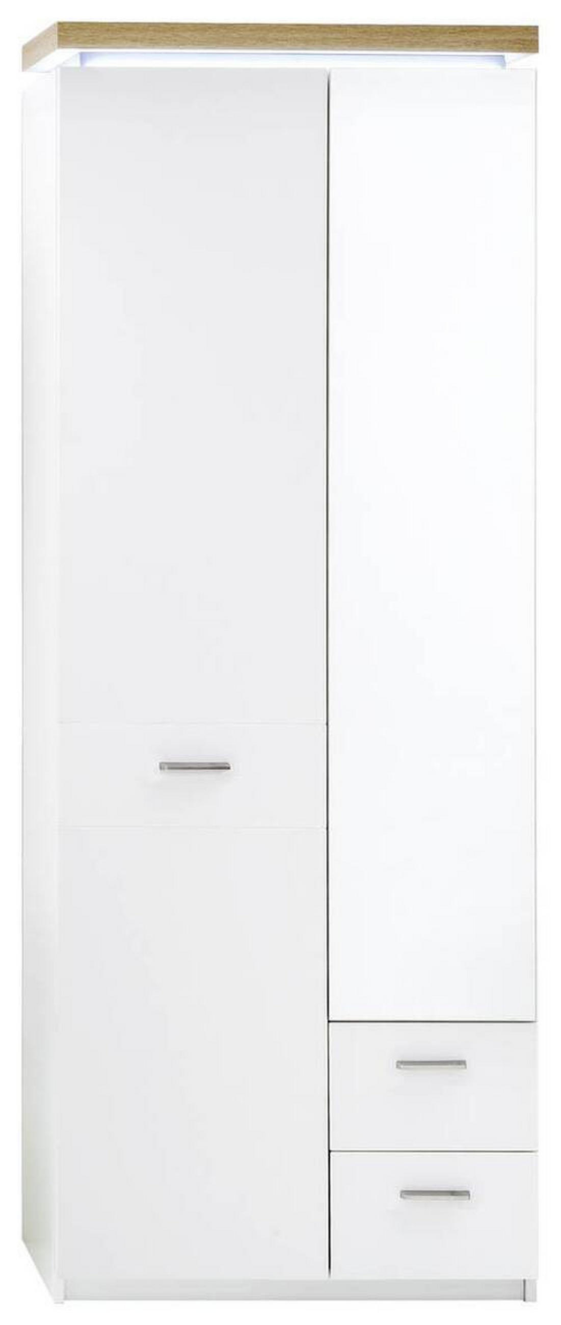 GARDEROBENSCHRANK  in 75/201/38 cm  - Eichefarben/Weiß, Natur, Glas/Holzwerkstoff (75/201/38cm)
