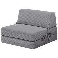 SCHLAFSESSEL Cord Grau  - Hellgrau/Grau, Design, Textil/Metall (75/58/80cm) - Livetastic