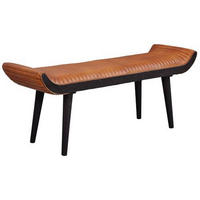 SITZBANK in Leder Braun  - Schwarz/Braun, Modern, Leder/Holz (128/51/38cm) - MID.YOU