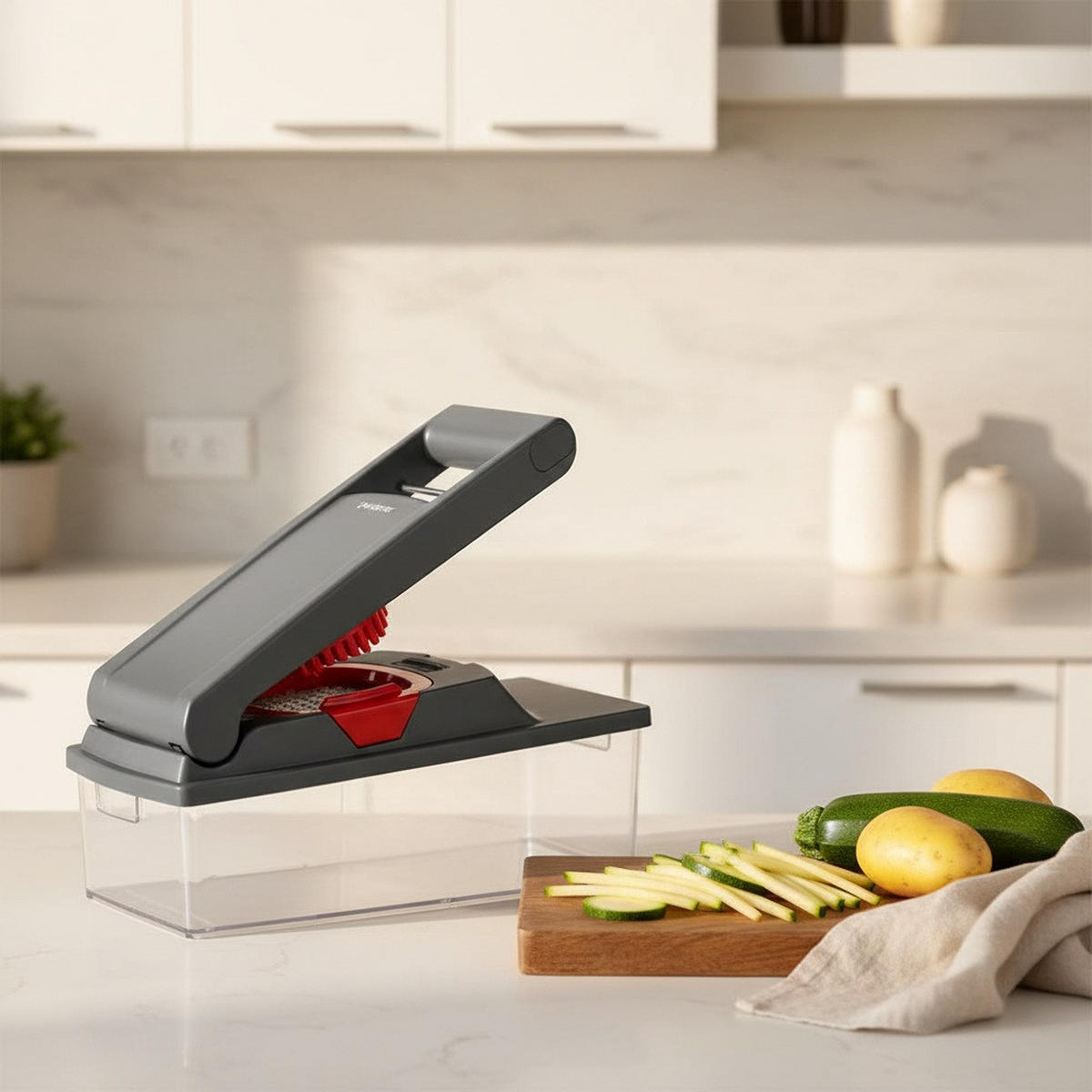 GEMÜSESCHNEIDER - Bordeaux/Transparent, Basics, Kunststoff/Metall (29/12/13cm) - moHA!