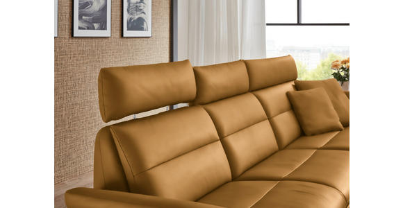 ECKSOFA in Echtleder Currygelb  300/157 cm  - Currygelb/Schwarz, Design, Leder/Metall (300/157cm) - Dieter Knoll