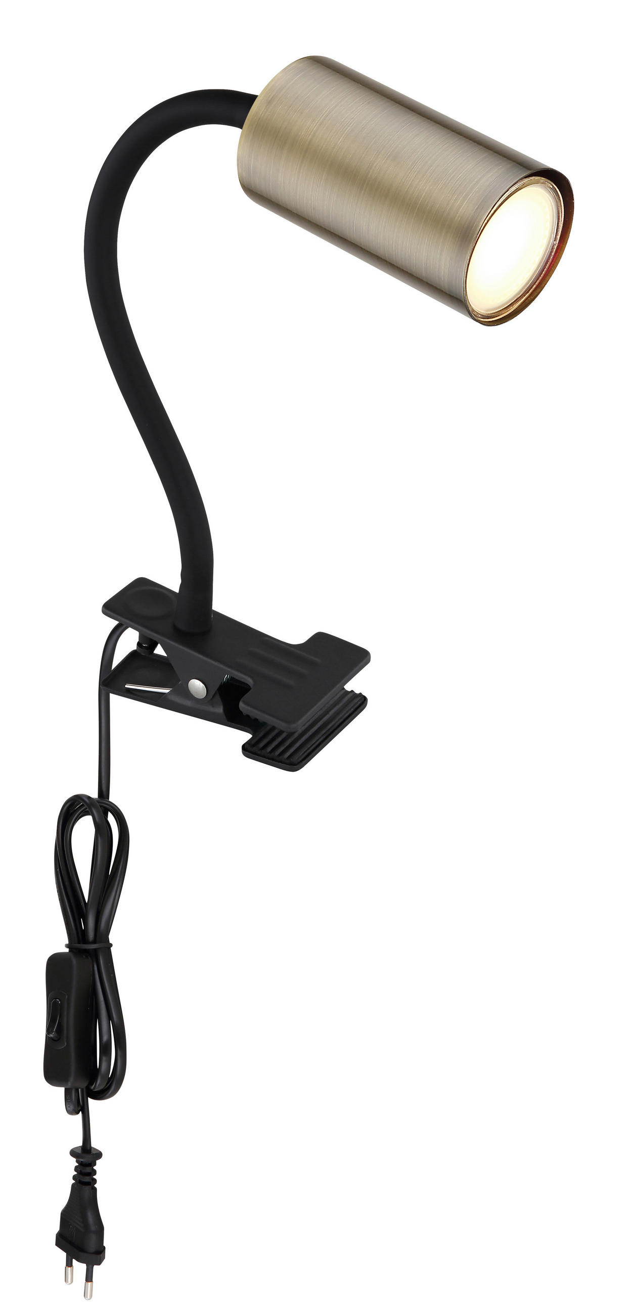 LAMPA SO ŠTIPCOM, GU10, 10/5,5/41,5 cm - čierna/mosadzná, Basics, kov/plast (10/5,5/41,5cm) - Globo