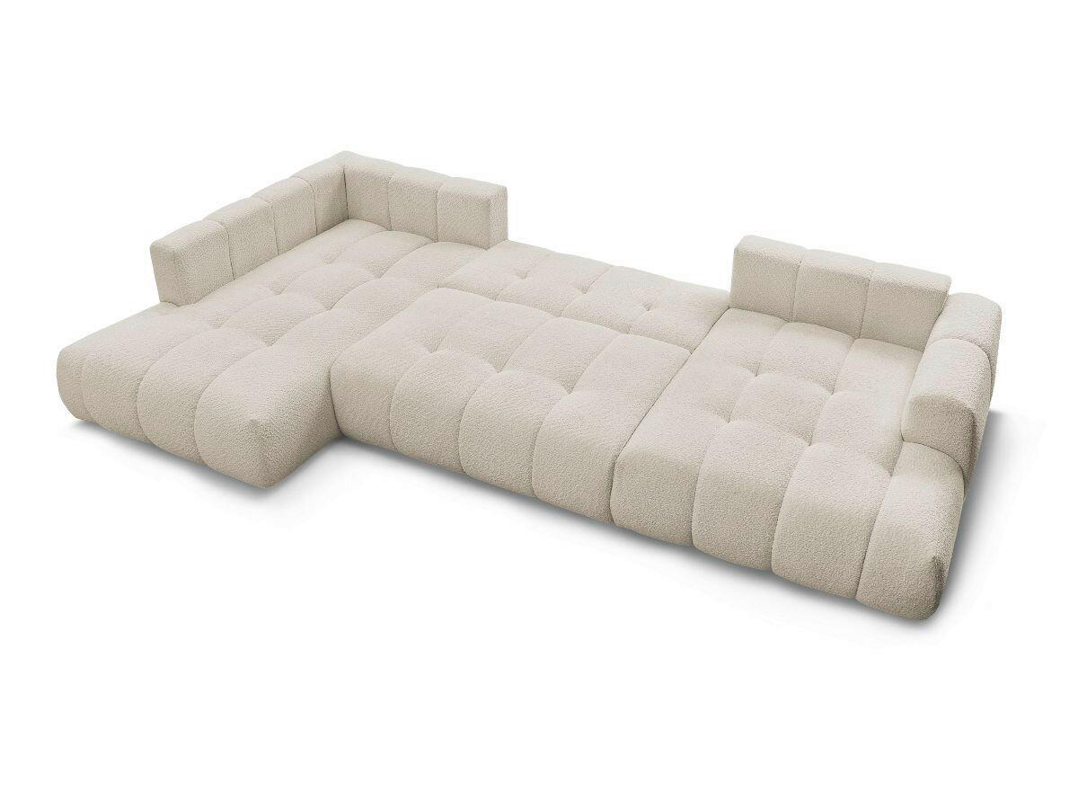 WOHNLANDSCHAFT  FUJI  Beige Bouclé  - Beige/Schwarz, MODERN, Kunststoff/Textil (204/377/160cm)