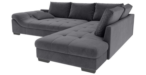 ECKSOFA Graphitfarben Cord  - Schwarz/Graphitfarben, KONVENTIONELL, Holz/Textil (298/202cm) - Carryhome