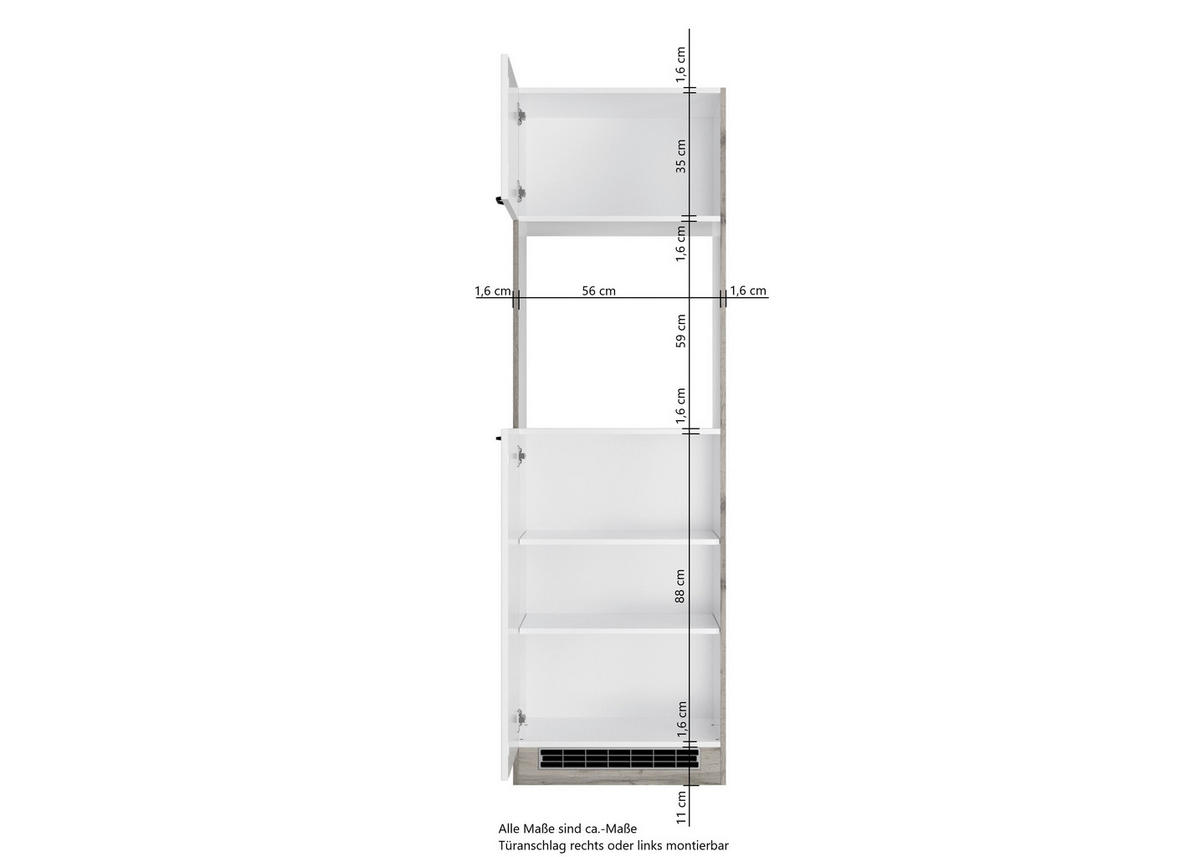 GERÄTEUMBAUSCHRANK 60/200/60 cm  in Grau  - Schwarz/Grau, LIFESTYLE, Holzwerkstoff/Metall (60/200/60cm) - Held