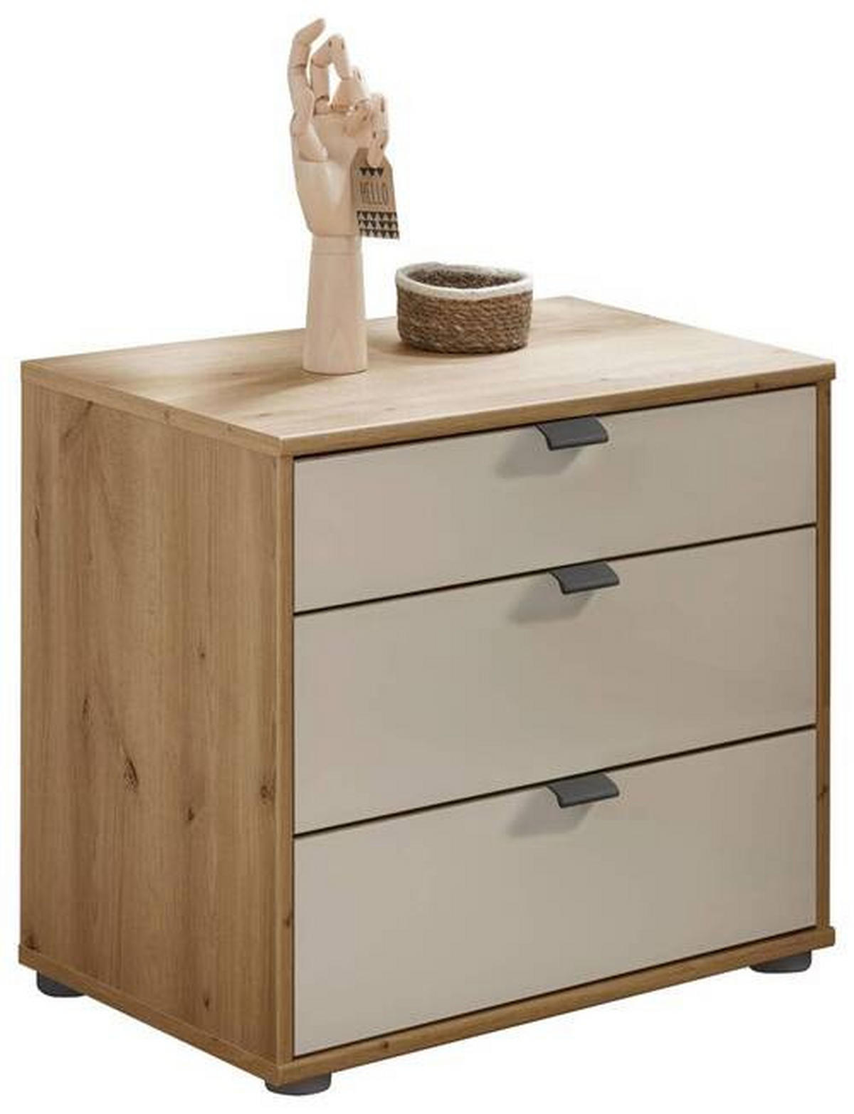 NACHTSCHRANK 40/48/43 cm  - Schieferfarben/Eiche Bianco, KONVENTIONELL, Glas/Holzwerkstoff (40/48/43cm) - Dieter Knoll