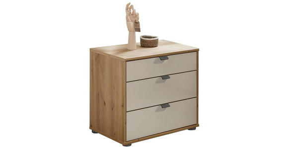 NACHTSCHRANK 40/48/43 cm  - Schieferfarben/Eiche Bianco, KONVENTIONELL, Glas/Holzwerkstoff (40/48/43cm) - Dieter Knoll