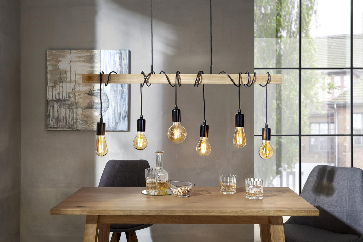 HÄNGELEUCHTE   100 cm  - Schwarz/Braun, Lifestyle, Holz/Metall (100cm) - Marama