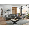 ECKSOFA Anthrazit Echtleder Kopfteilverstellung  - Anthrazit/Schwarz, Design, Leder/Metall (323/179cm) - Dieter Knoll