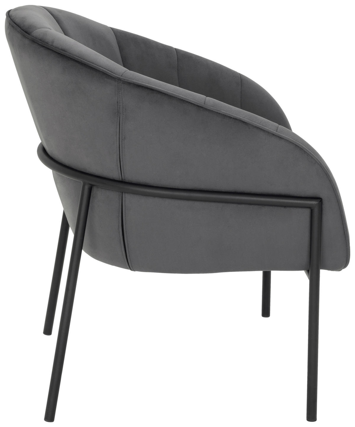 SESSEL in Samt Grau  - Schwarz/Grau, Design, Textil/Metall (71/84/69cm) - Livetastic