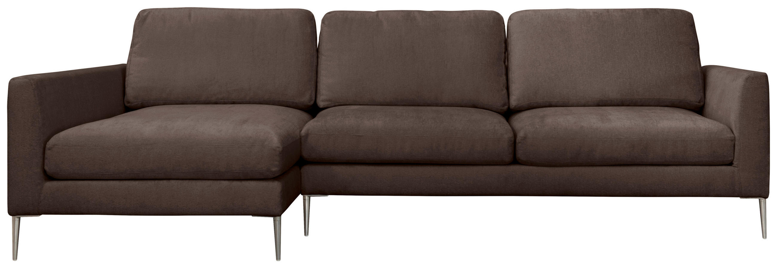 ECKSOFA Braun Chenille  - Silberfarben/Braun, KONVENTIONELL, Textil/Metall (143/284cm) - Carryhome