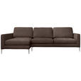 ECKSOFA Braun Chenille Rückenkissen, Rücken echt  - Silberfarben/Braun, KONVENTIONELL, Textil/Metall (143/284cm) - Carryhome