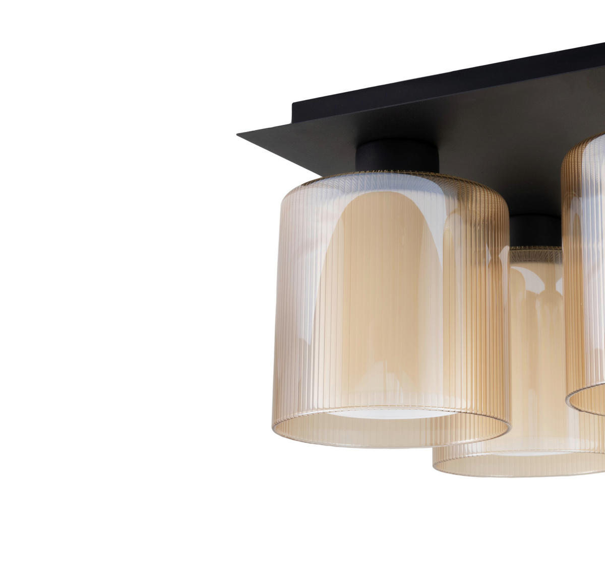 DECKENLEUCHTE 35/35/21 cm   - Bernsteinfarben/Weiß, Design, Glas/Metall (35/35/21cm) - Collet's Monde