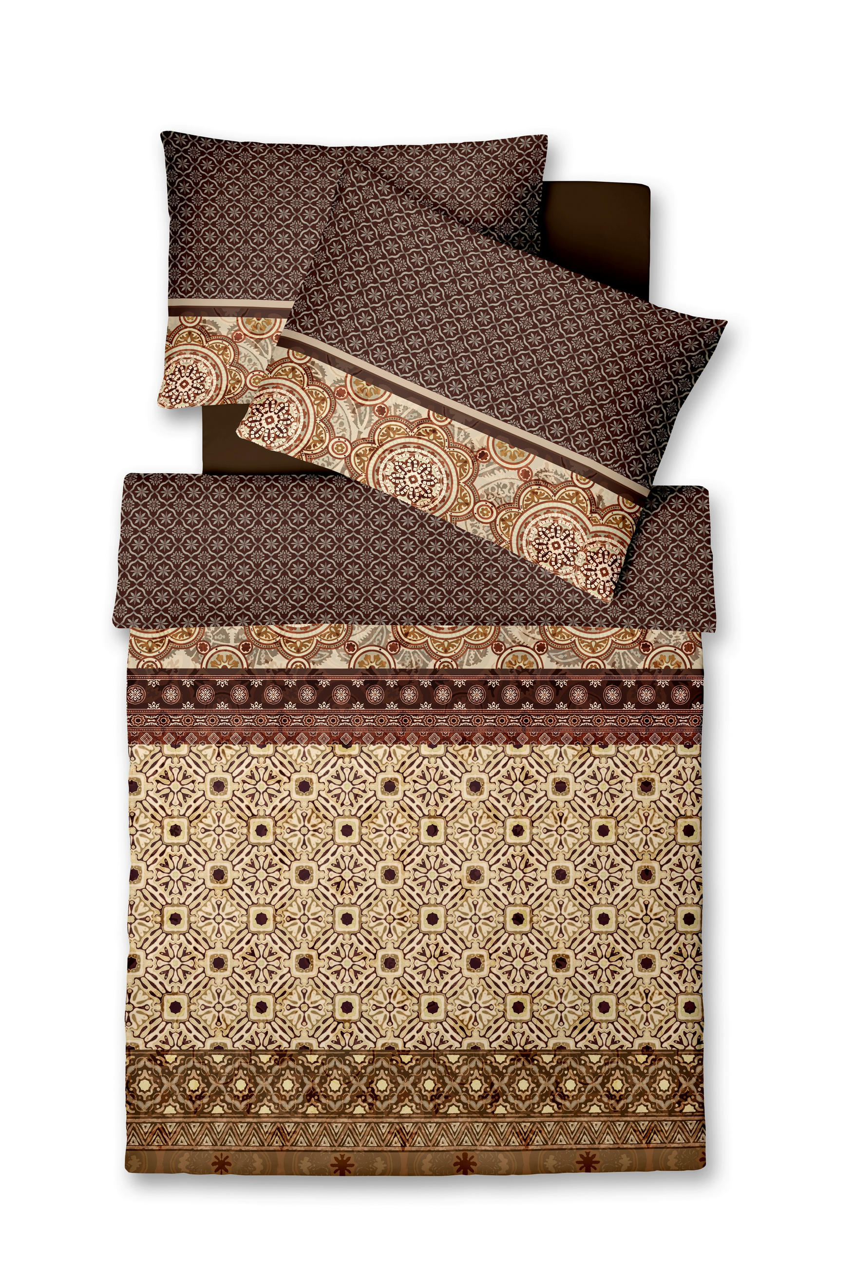 POSTEĽNÁ BIELIZEŇ, makosatén, hnedá, piesková, béžová, sivohnedá, 140/200 cm  - hnedá/sivohnedá, Design, textil (140/200cm) - Fleuresse