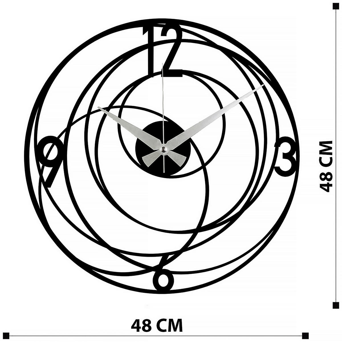 WANDUHR Schwarz 48/48/0,12 cm  - Schwarz, LIFESTYLE, Metall (48/48/0,12cm)