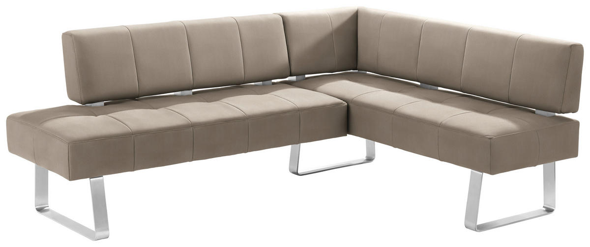 ECKBANK 227/165 cm  in Edelstahlfarben, Sandfarben  - Sandfarben/Edelstahlfarben, Design, Textil/Metall (227/165cm) - Moderano