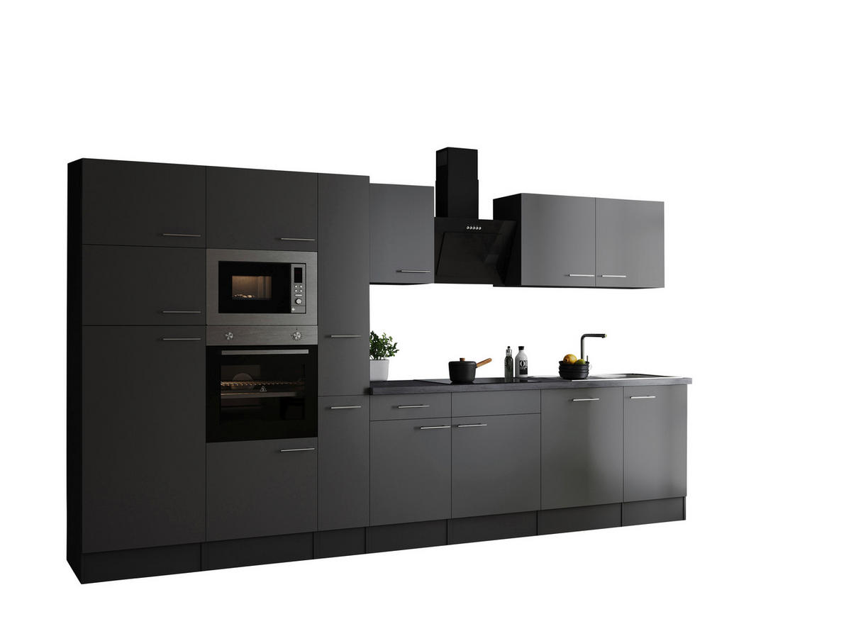 KÜCHENBLOCK 370 cm   in Grau  - Silberfarben/Grau, Design, Holzwerkstoff/Metall (370cm) - Respekta