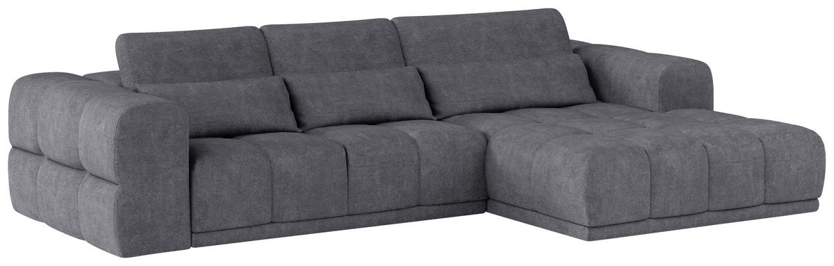 HÖRNSOFFA i chenille mörkgrå  - mörkgrå/svart, Klassisk, textil/plast (290/203cm) - MID.YOU