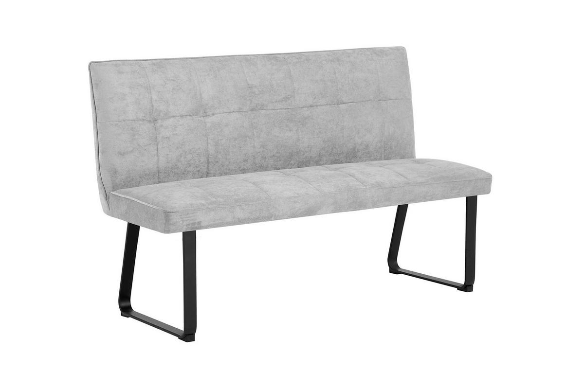 SITZBANK in Metall, Textil Hellgrau  - Hellgrau/Schwarz, MODERN, Textil/Metall (140/92/58cm) - MID.YOU