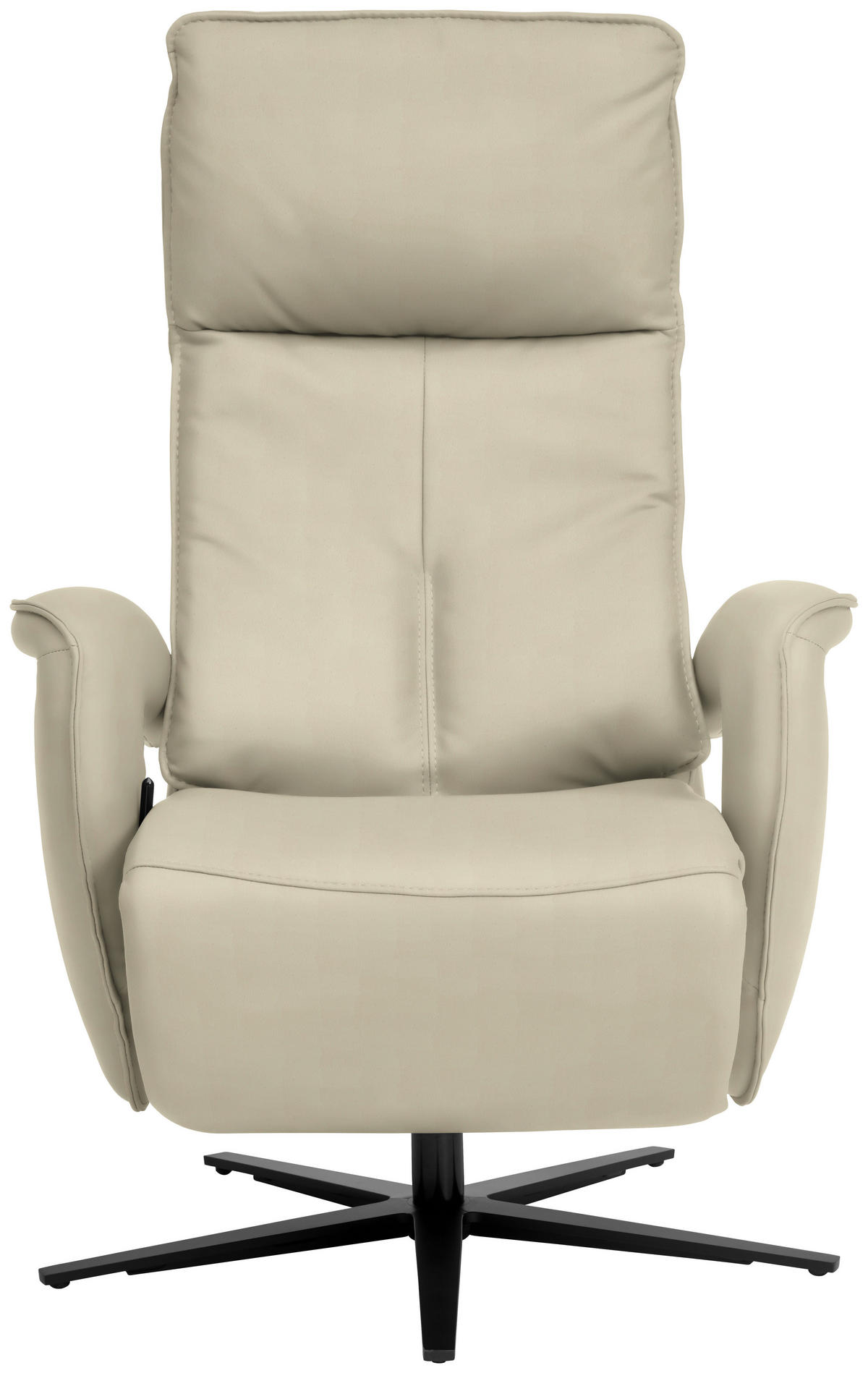 RELAXSESSEL in Leder Creme, Naturfarben  - Creme/Schwarz, Design, Leder/Metall (77/119/87cm) - Valdera